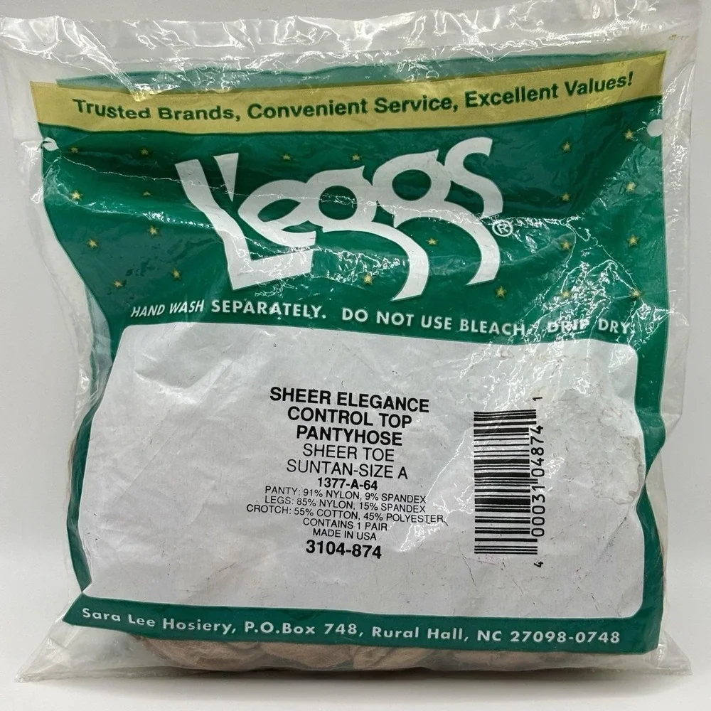 Vtg NOS L'eggs Sheer Elegance Control Top Pantyhose Suntan Size A 1 Pair 3104874